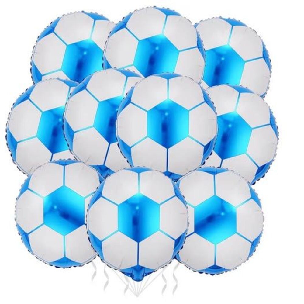 10 Pack 18 Inch Blue Soccer Foil Balloons